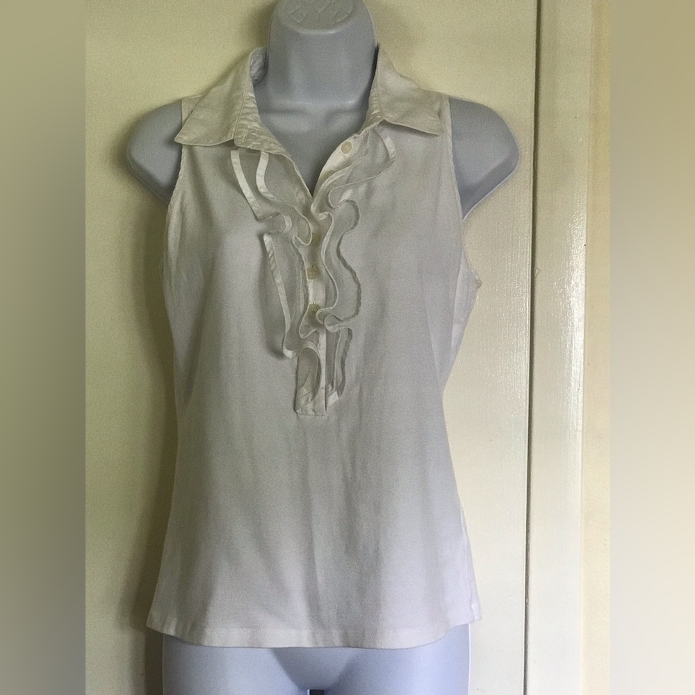 JONES NEW YORK SIGNATURE , size S white sleeveless, cotton + spandex woman’s top
